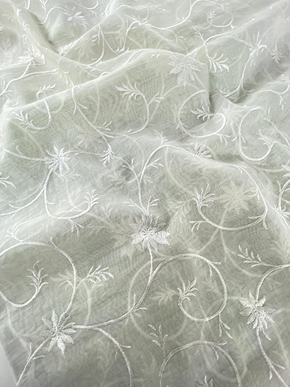 Chanderi Silk Embroidery (Dyeable) 44"inch