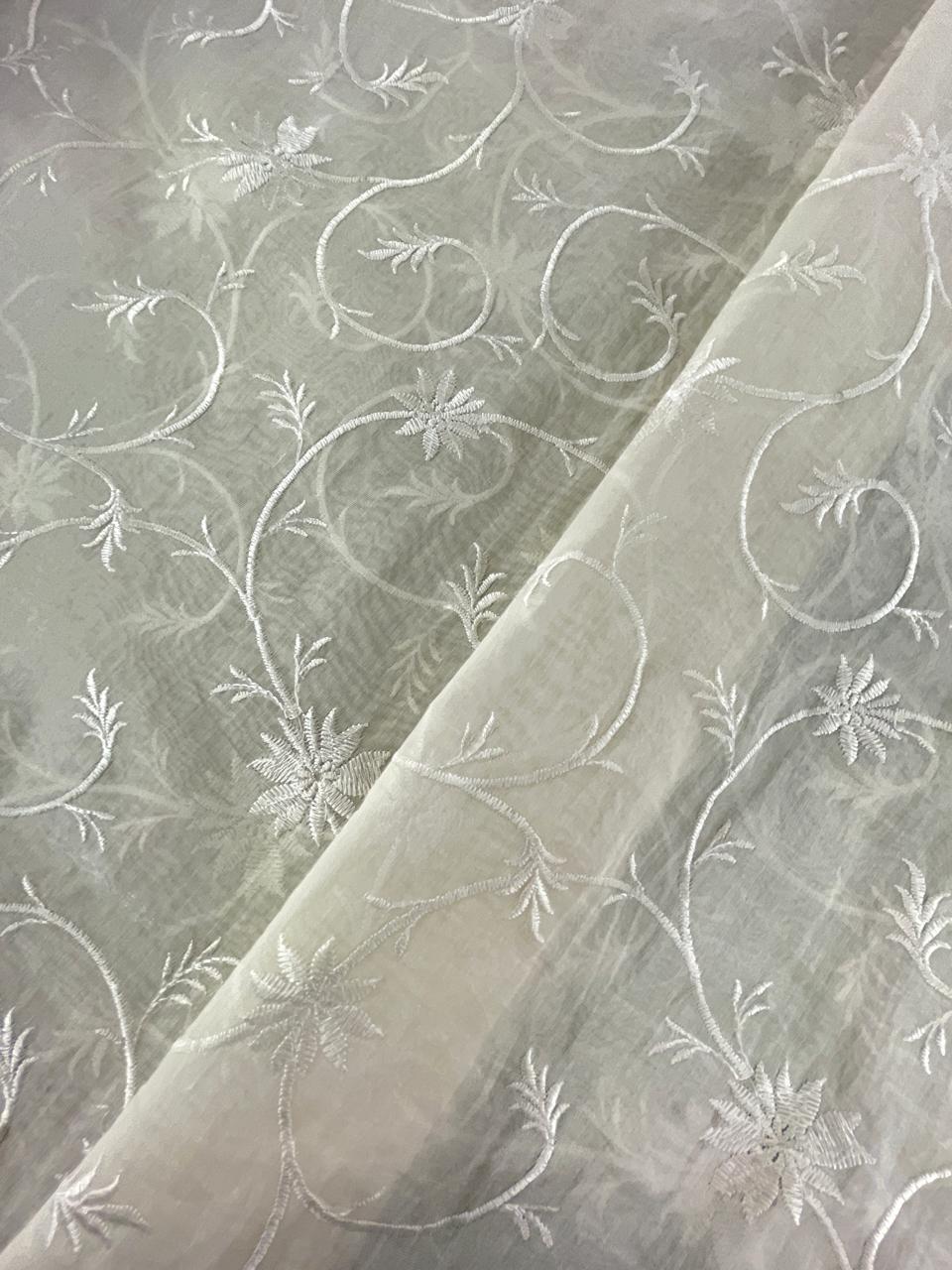 Chanderi Silk Embroidery (Dyeable) 44"inch