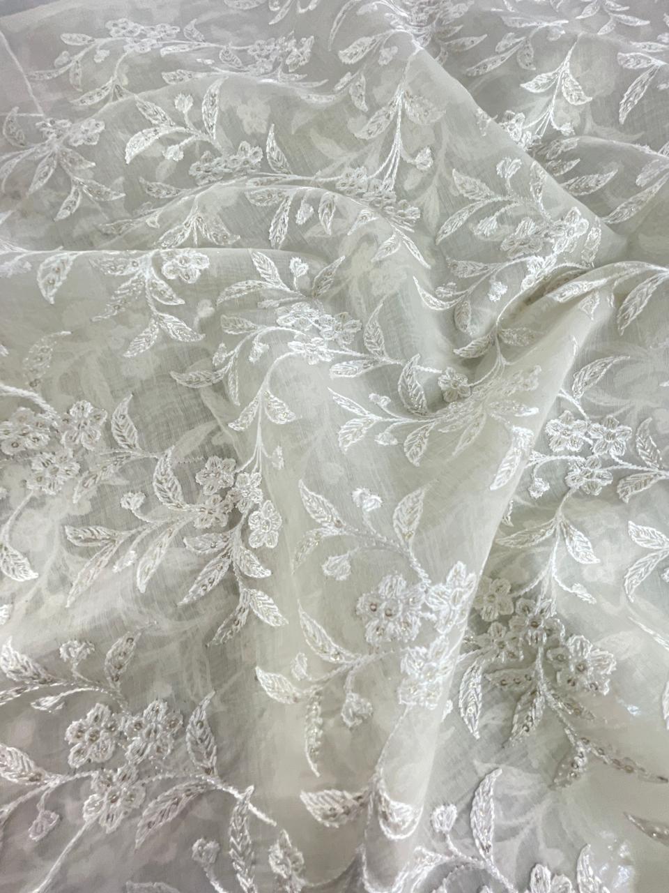 Chanderi Silk Embroidery (Dyeable) 44"inch