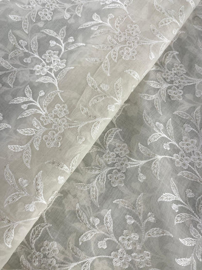Chanderi Silk Embroidery (Dyeable) 44"inch