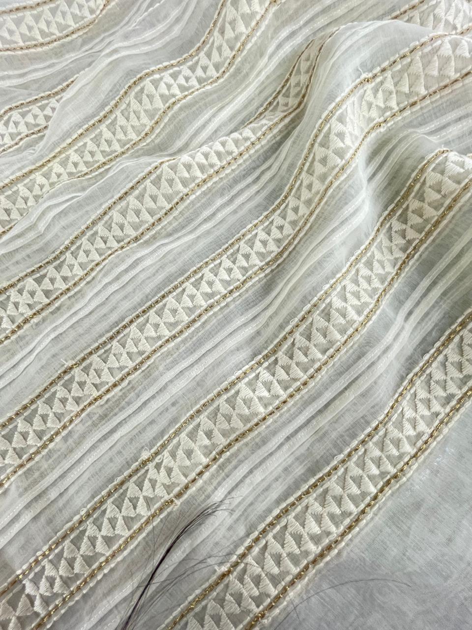Chanderi Silk Embroidery (Dyeable) 44"inch