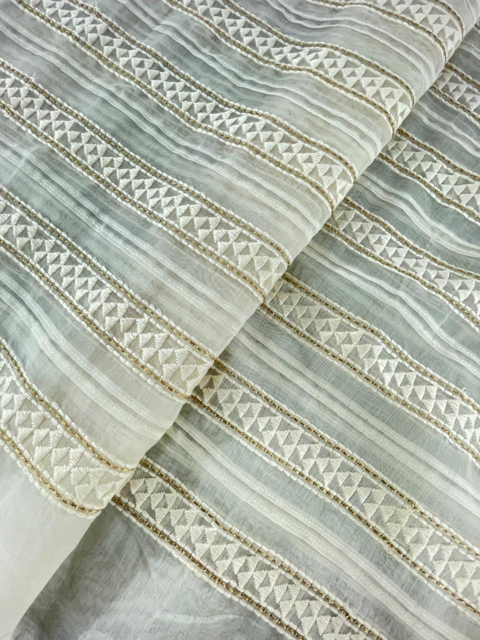 Chanderi Silk Embroidery (Dyeable) 44"inch