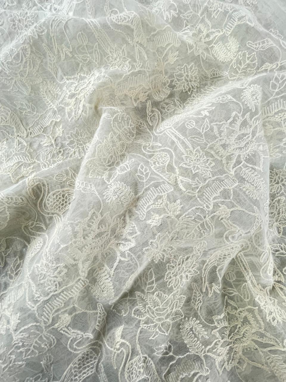 Chanderi Silk Embroidery (Dyeable) 44"inch