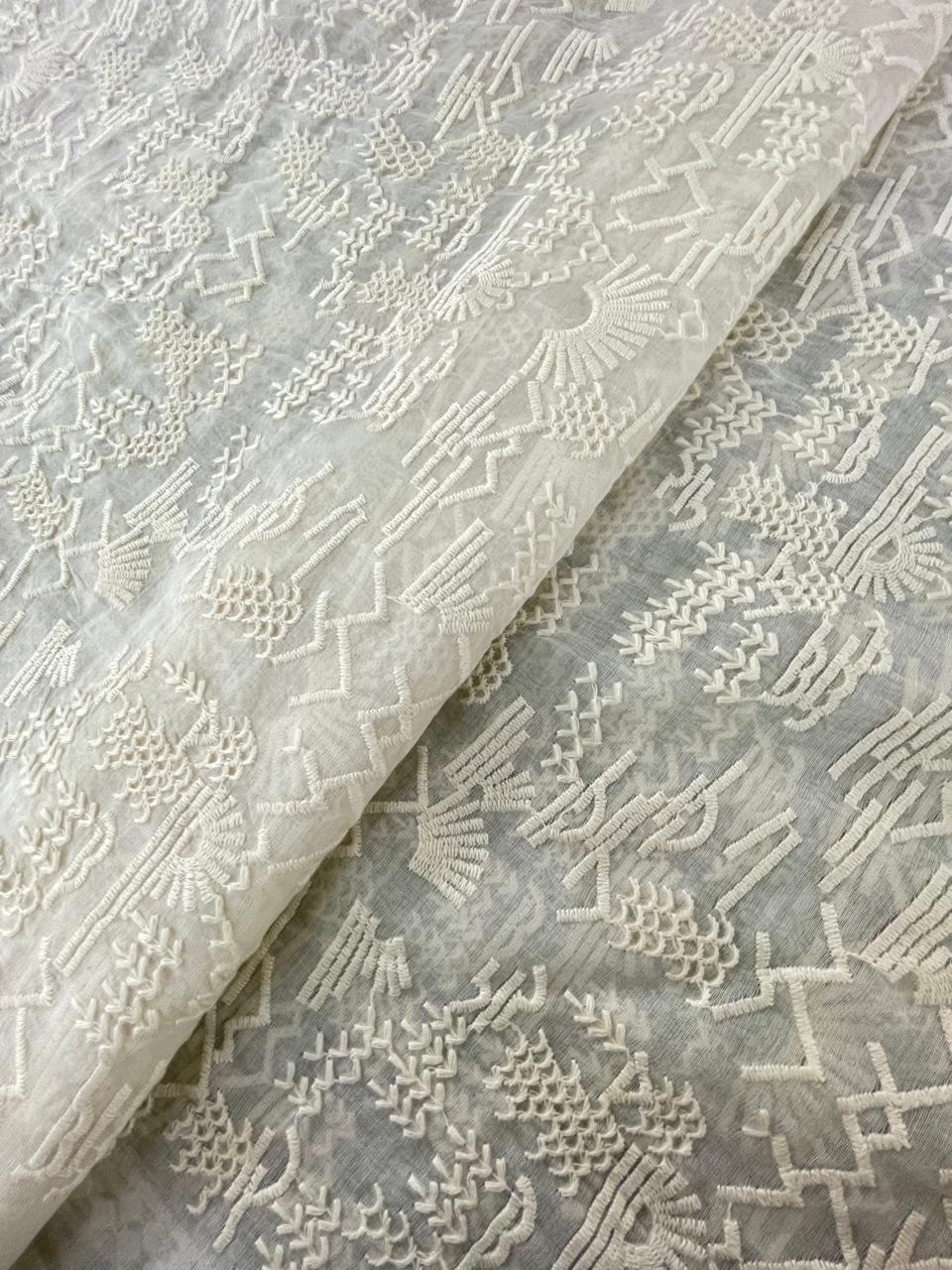 Chanderi Silk Embroidery (Dyeable) 44"inch