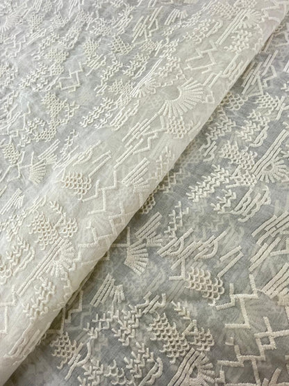 Chanderi Silk Embroidery (Dyeable) 44"inch