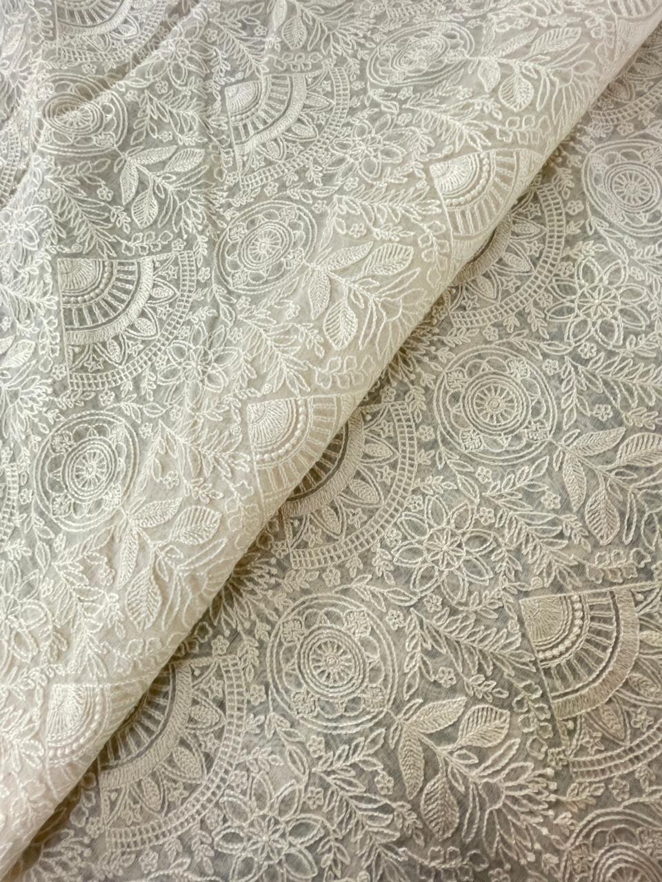 Chanderi Silk Embroidery (Dyeable) 44"inch