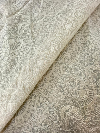 Chanderi Silk Embroidery (Dyeable) 44"inch