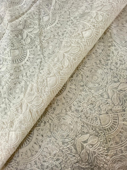 Chanderi Silk Embroidery (Dyeable) 44"inch
