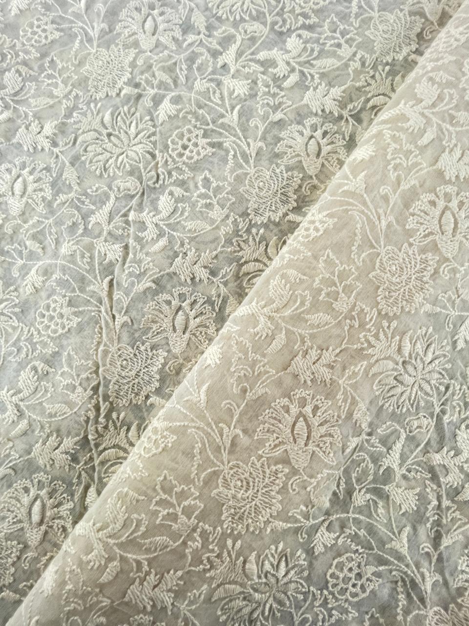 Chanderi Silk Embroidery (Dyeable) 44"inch