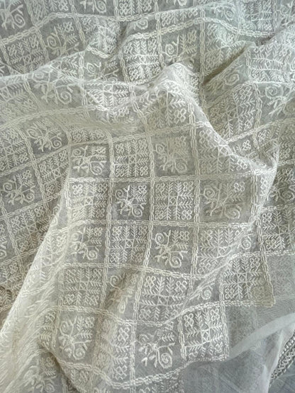 Chanderi Silk Embroidery (Dyeable) 44"inch