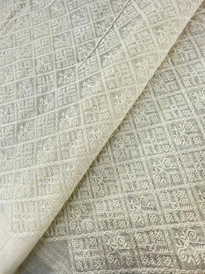 Chanderi Silk Embroidery (Dyeable) 44"inch