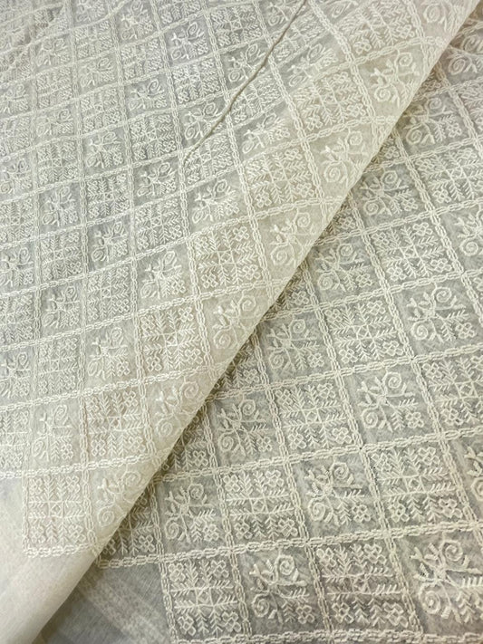 Chanderi Silk Embroidery (Dyeable) 44"inch