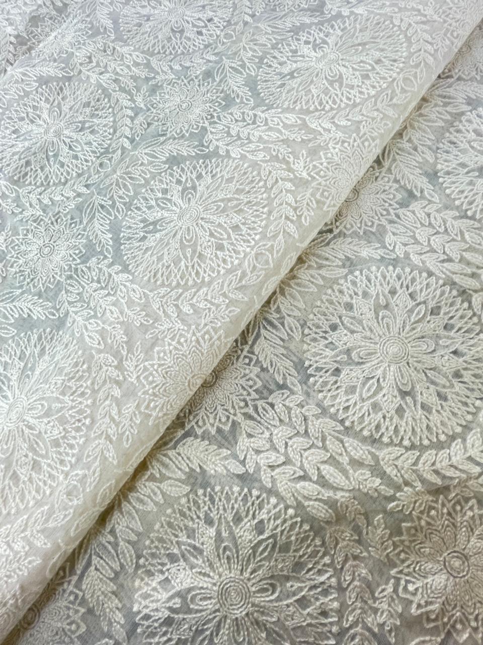Chanderi Silk Embroidery (Dyeable) 44"inch