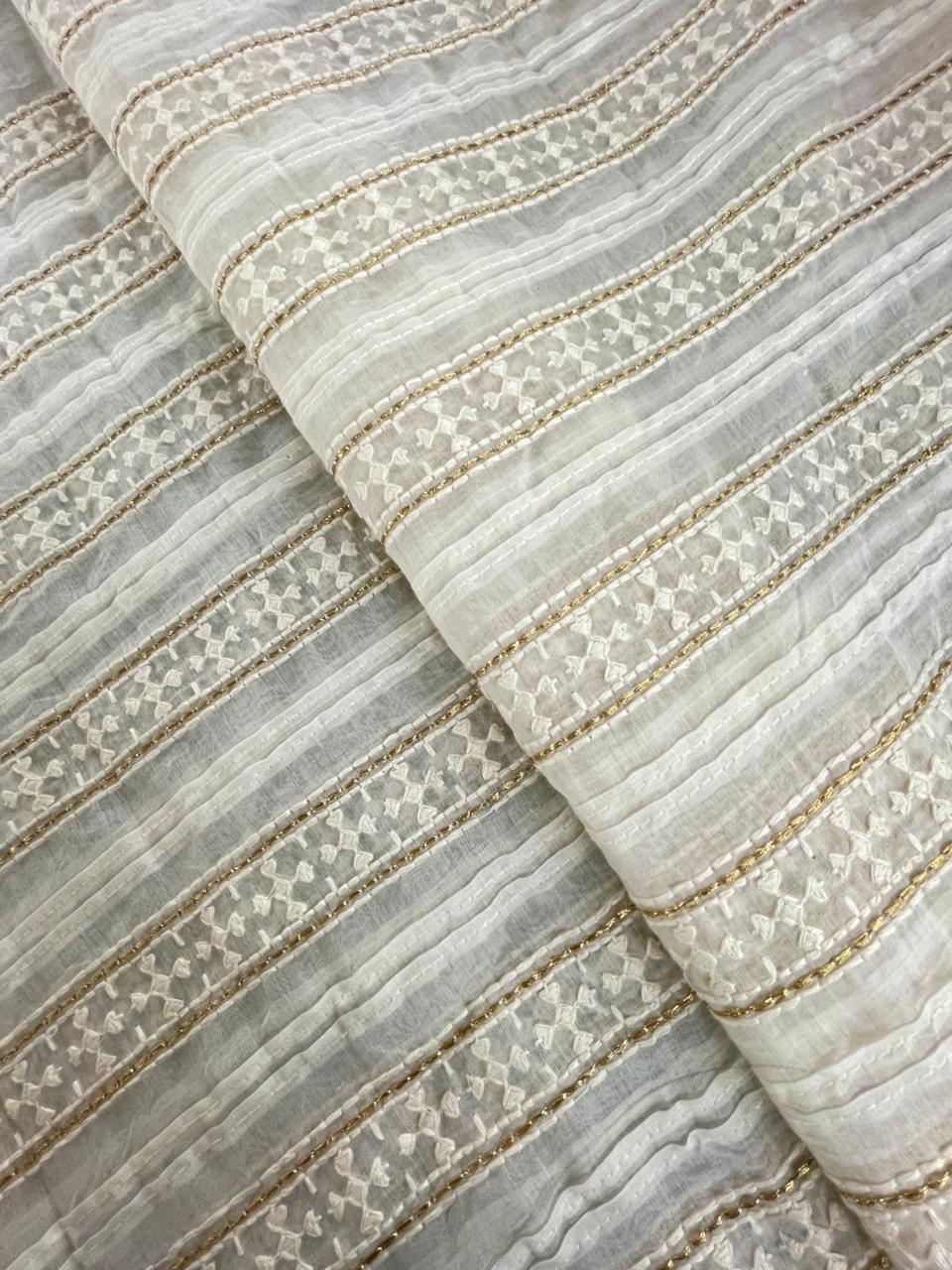 Chanderi Silk Embroidery (Dyeable) 44"inch