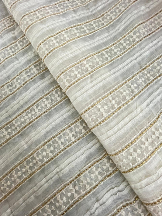 Chanderi Silk Embroidery (Dyeable) 44"inch