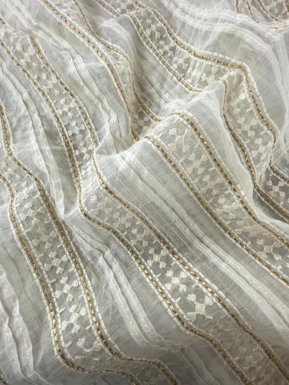 Chanderi Silk Embroidery (Dyeable) 44"inch