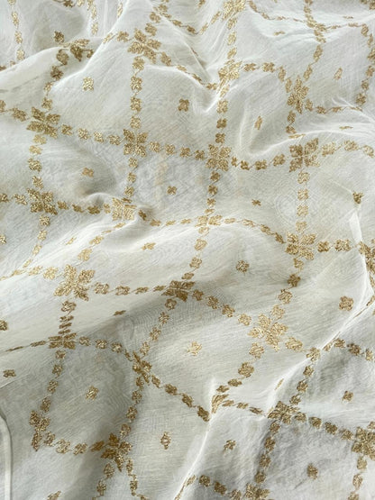 Chanderi Silk Embroidery (Dyeable) 44"inch