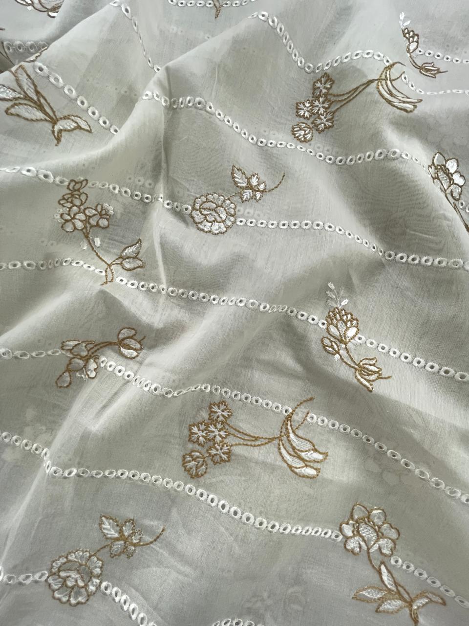 Chanderi Silk Embroidery (Dyeable) 44"inch
