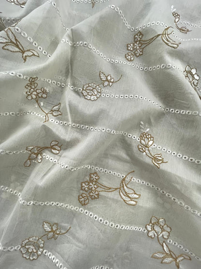 Chanderi Silk Embroidery (Dyeable) 44"inch
