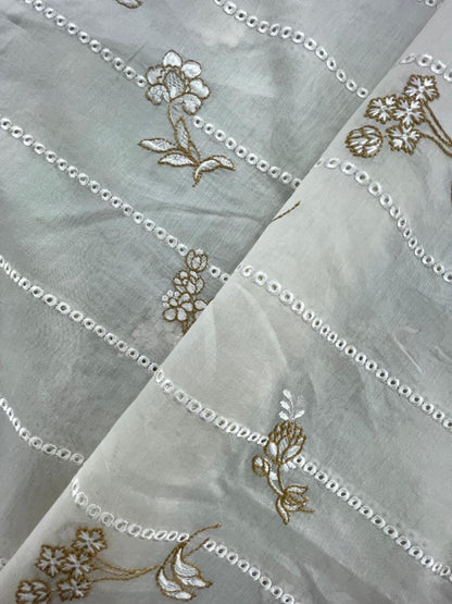Chanderi Silk Embroidery (Dyeable) 44"inch