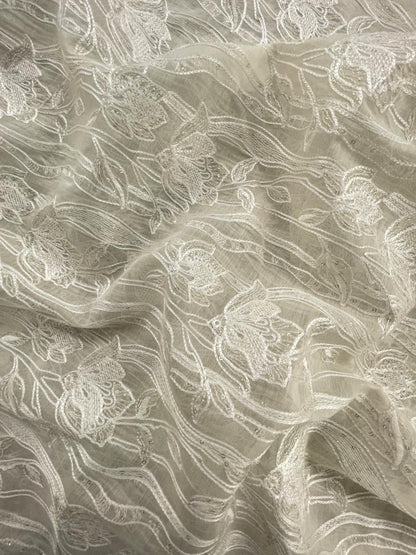 Chanderi Silk Embroidery (Dyeable) 44"inch