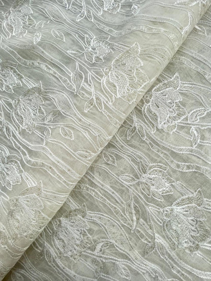 Chanderi Silk Embroidery (Dyeable) 44"inch