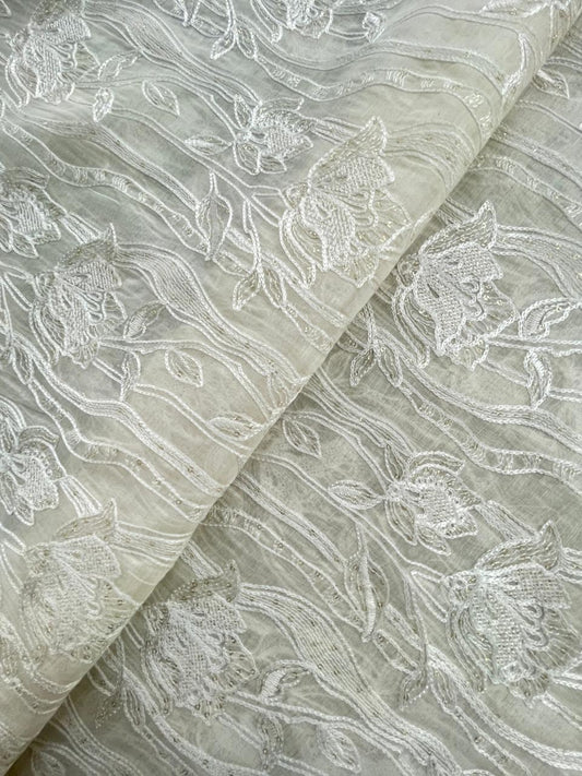 Chanderi Silk Embroidery (Dyeable) 44"inch