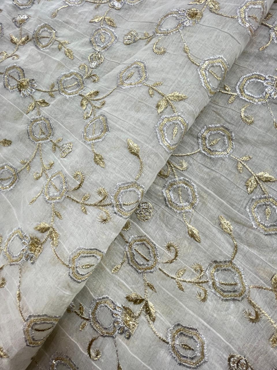 Chanderi Silk Embroidery (Dyeable) 44"inch