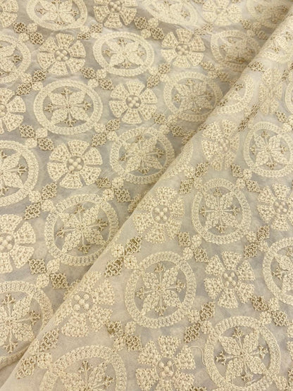 Georgette zari Work Embroidery Dyeable