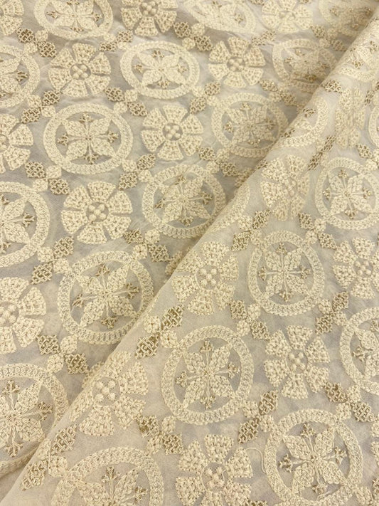 Georgette zari Work Embroidery Dyeable