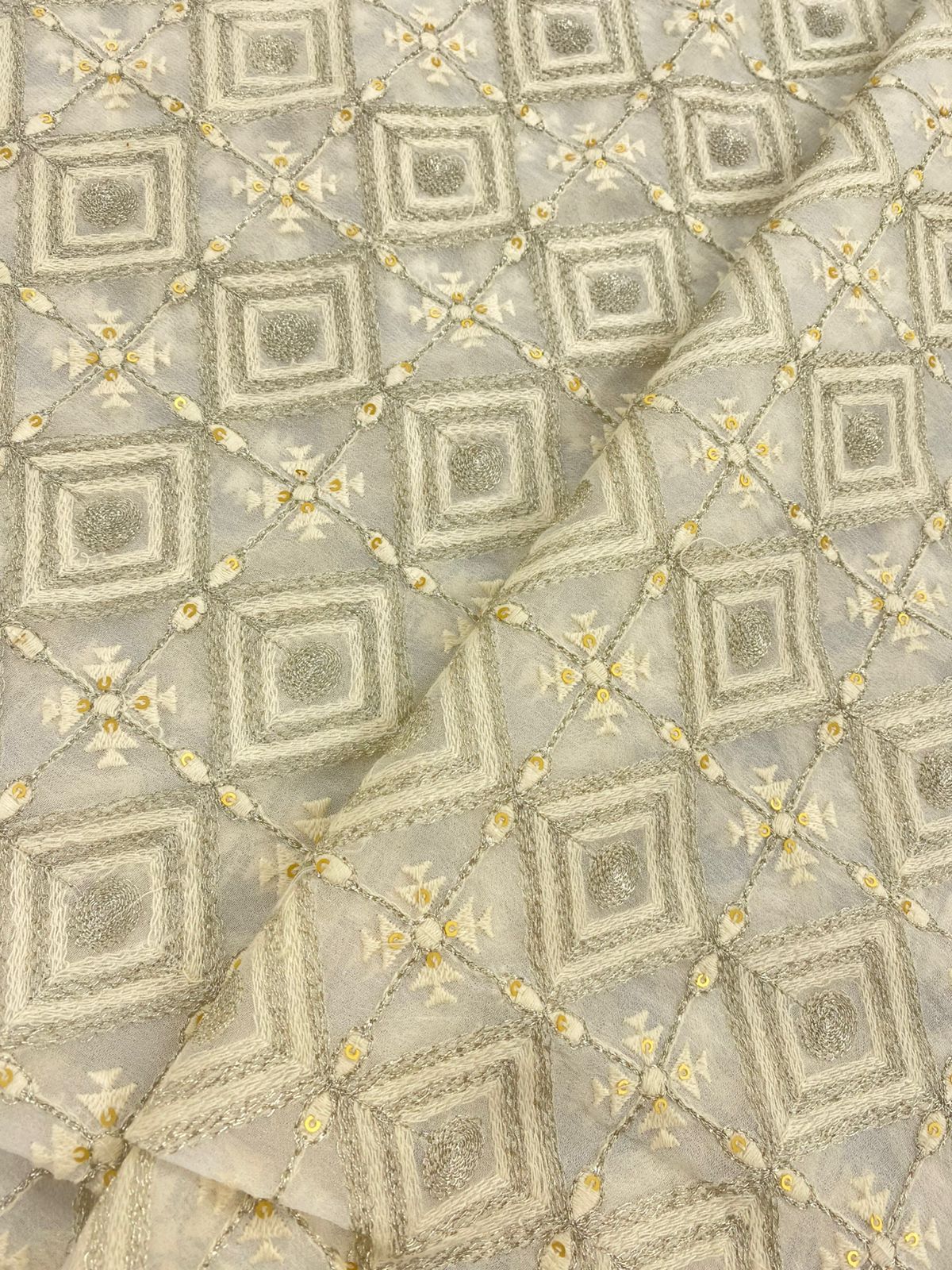 Georgette zari Work Embroidery Dyeable