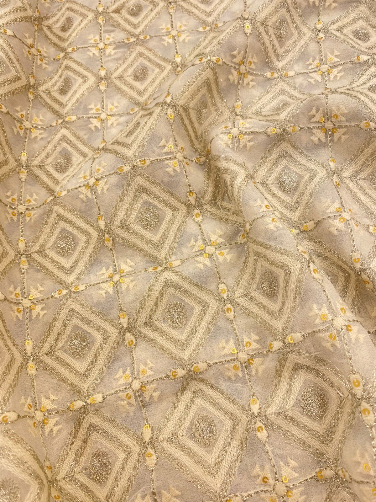Georgette zari Work Embroidery Dyeable