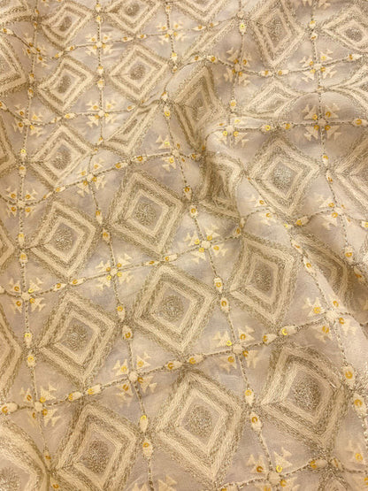 Georgette zari Work Embroidery Dyeable