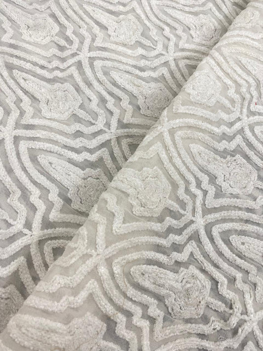 Georgette zari Work Embroidery Dyeable