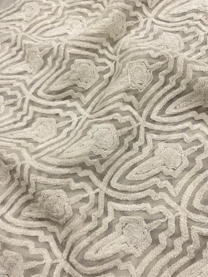 Georgette zari Work Embroidery Dyeable