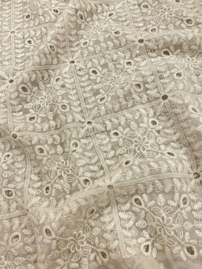 Georgette zari Work Embroidery Dyeable