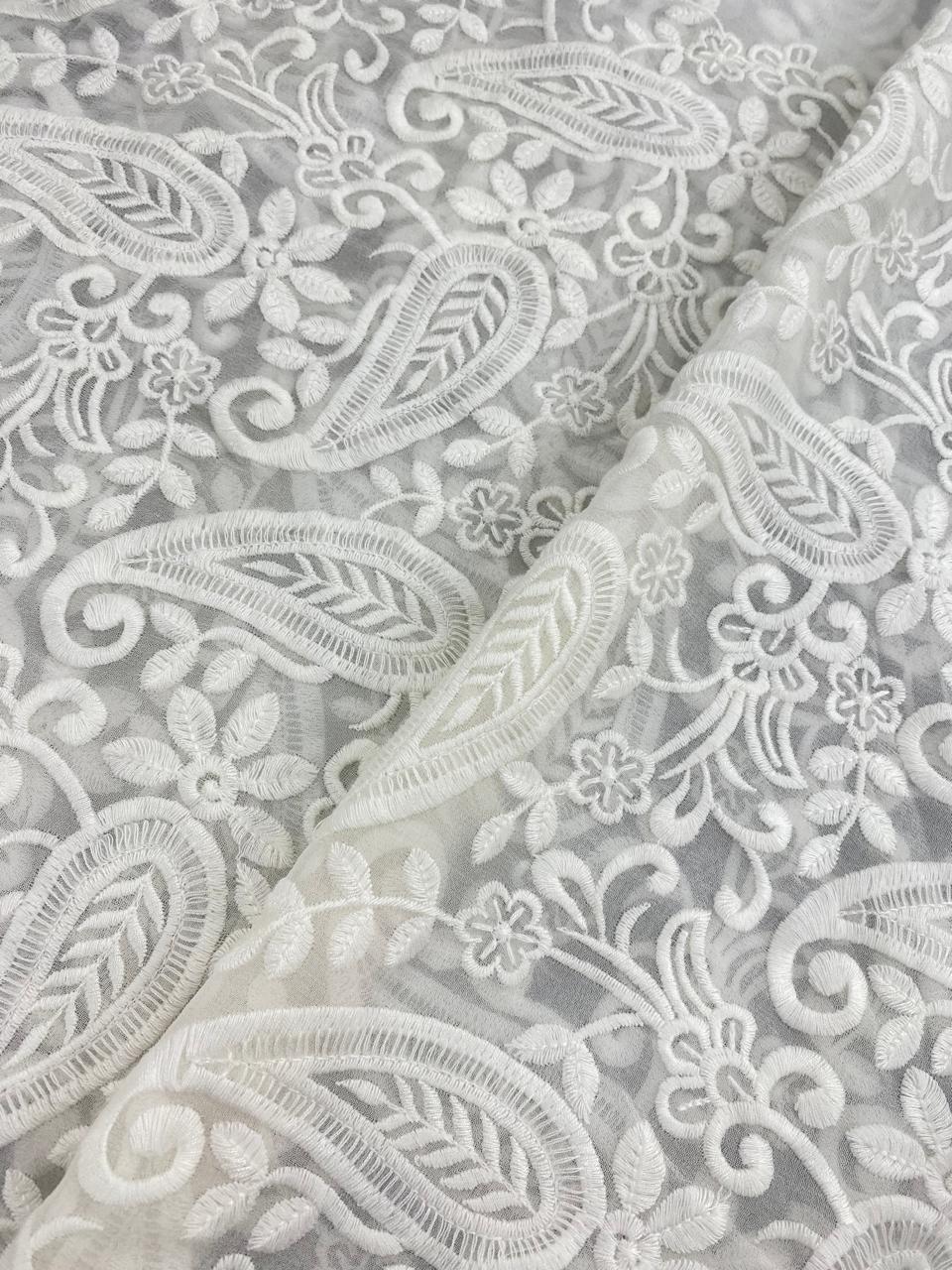 Georgette zari Work Embroidery Dyeable