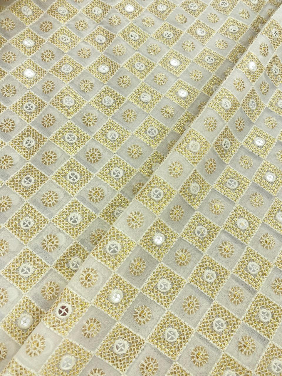 Georgette zari Work Embroidery Dyeable