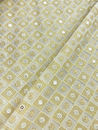 Georgette zari Work Embroidery Dyeable