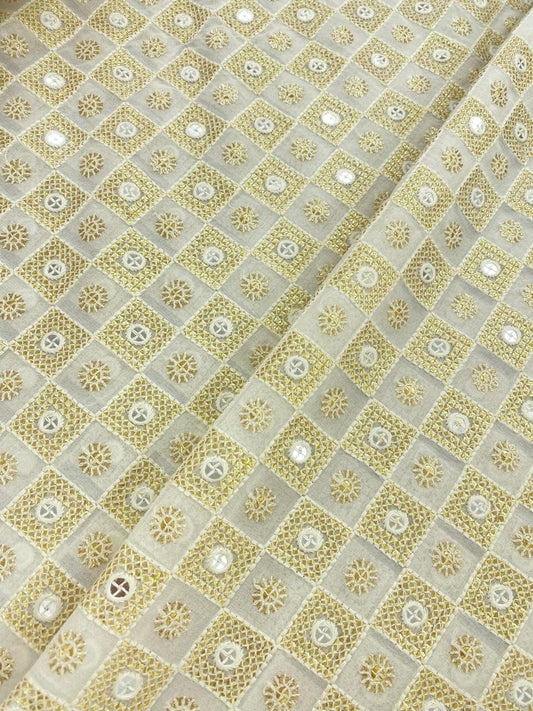 Georgette zari Work Embroidery Dyeable