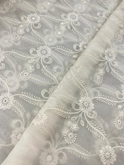 Georgette zari Work Embroidery Dyeable
