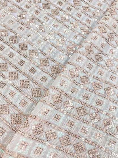 Georgette zari Work Embroidery Dyeable