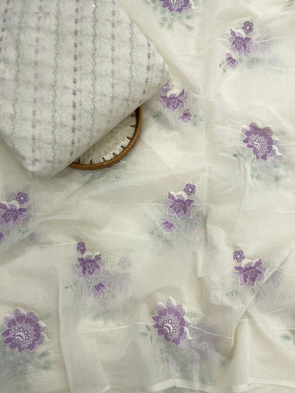 Chanderi Embroidery Fabric Set (colors available)