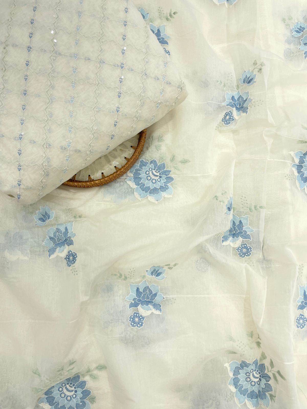 Chanderi Embroidery Fabric Set (colors available)