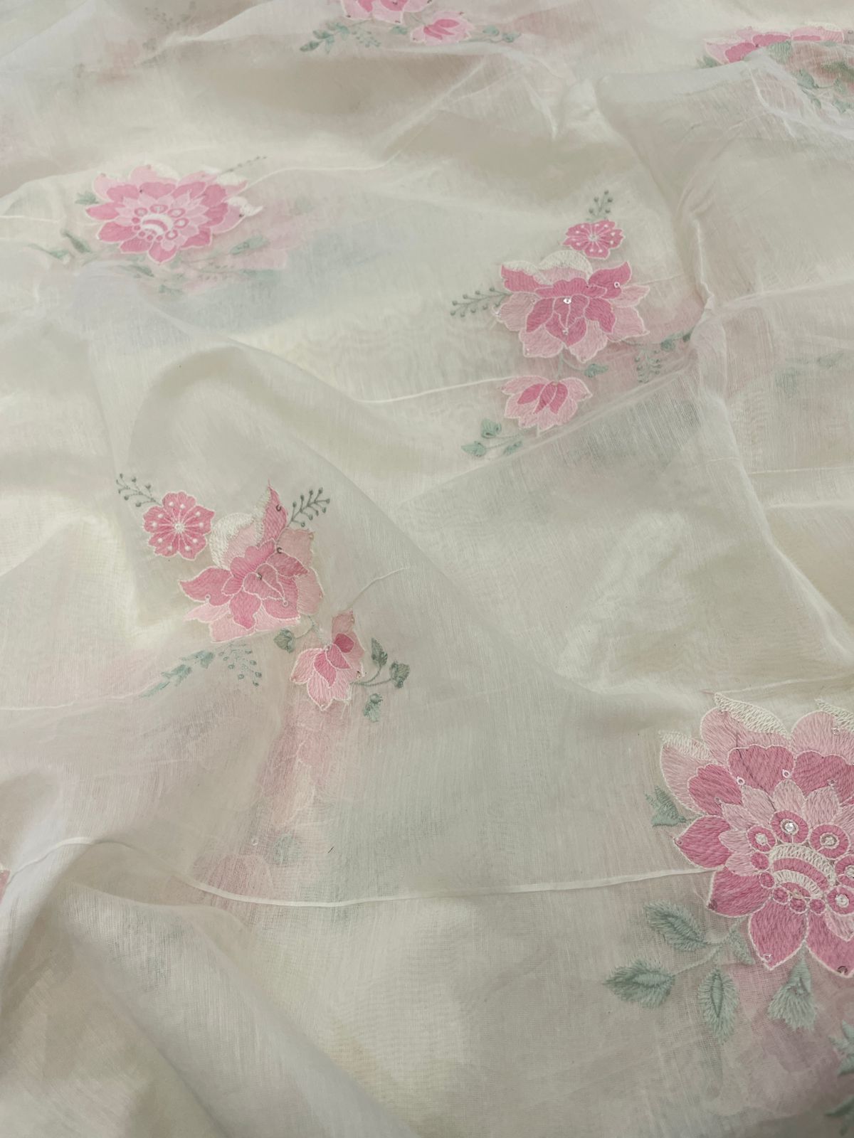 Chanderi Embroidery Fabric Set (colors available)