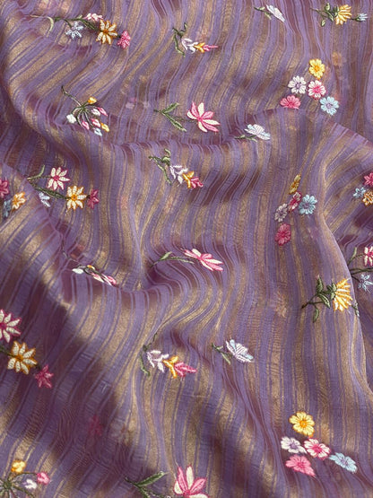Chanderi Zari Work With Multithread Embroidery