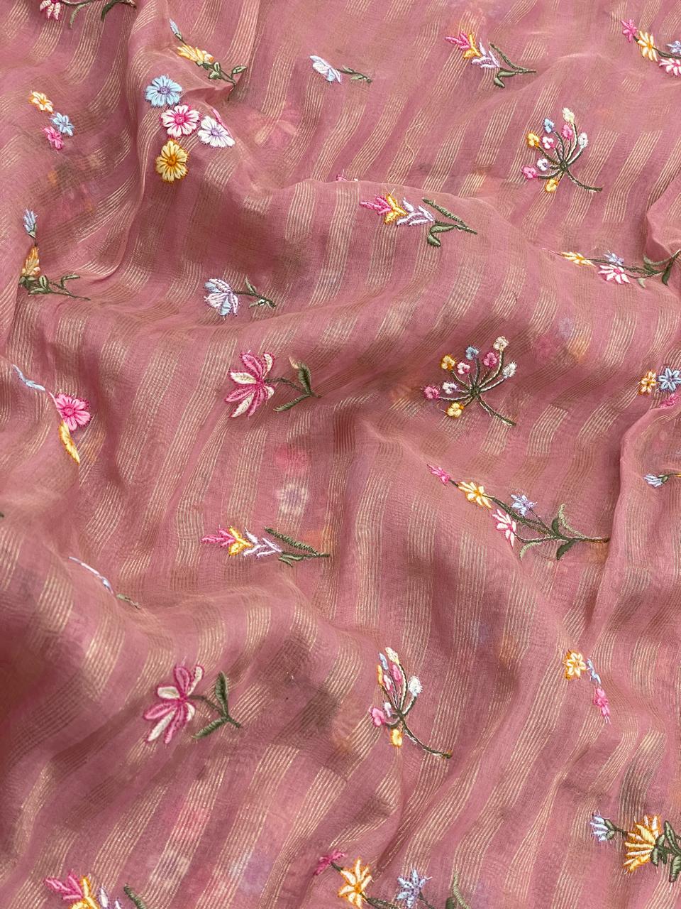 Chanderi Zari Work With Multithread Embroidery