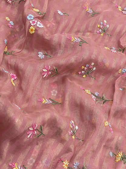 Chanderi Zari Work With Multithread Embroidery