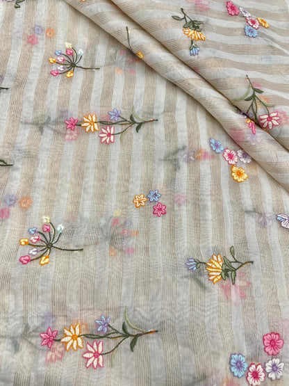 Chanderi Zari Work With Multithread Embroidery