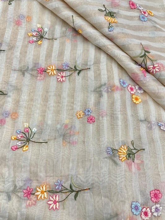 Chanderi Zari Work With Multithread Embroidery